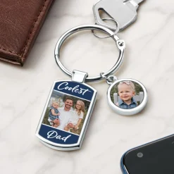 Coolest Dad Photo Keychain