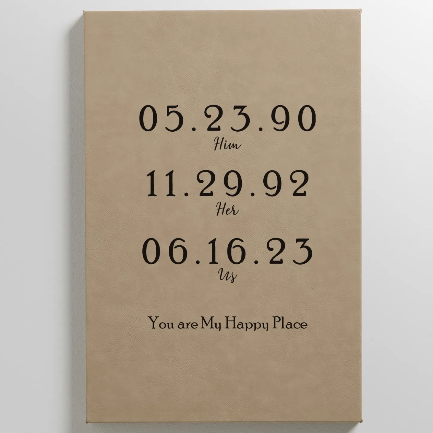 Couple's Key Dates Leather Wall Art