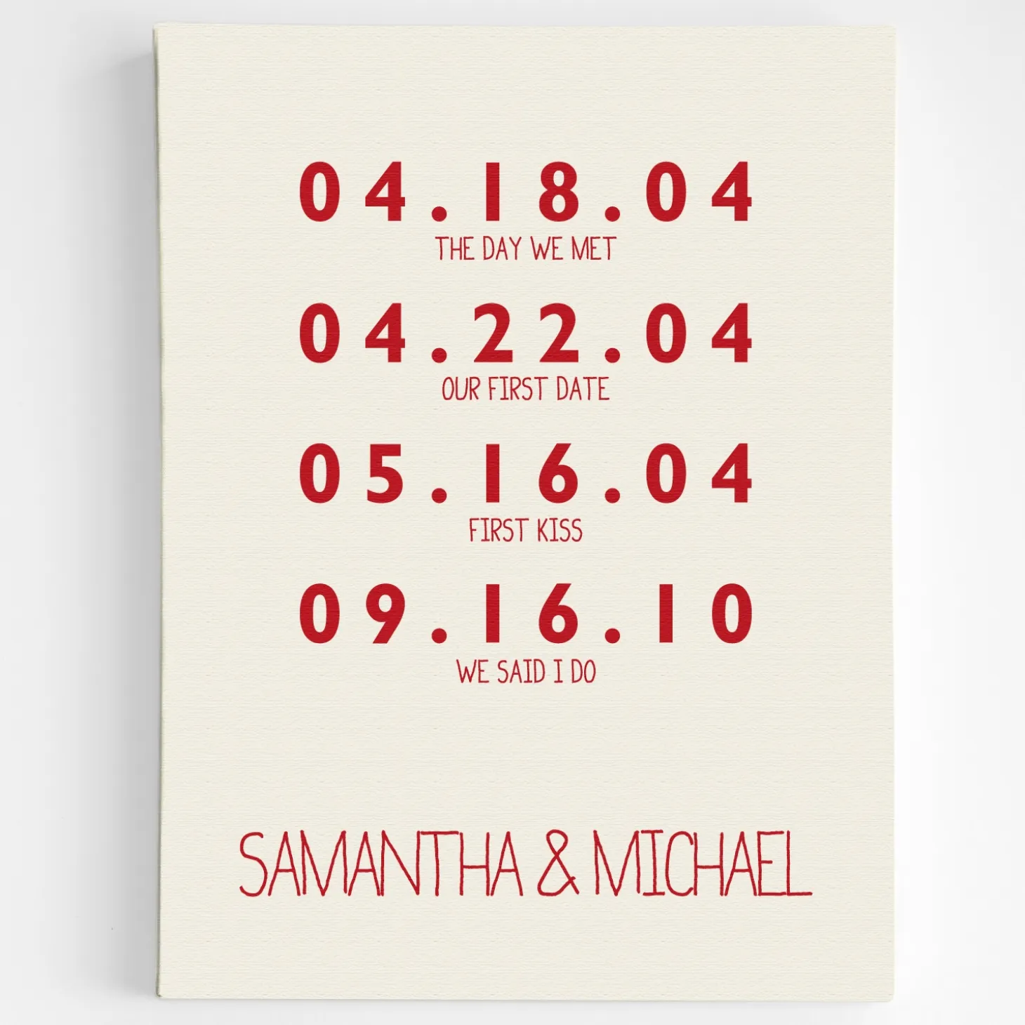 Couple's Key Dates Wall Art