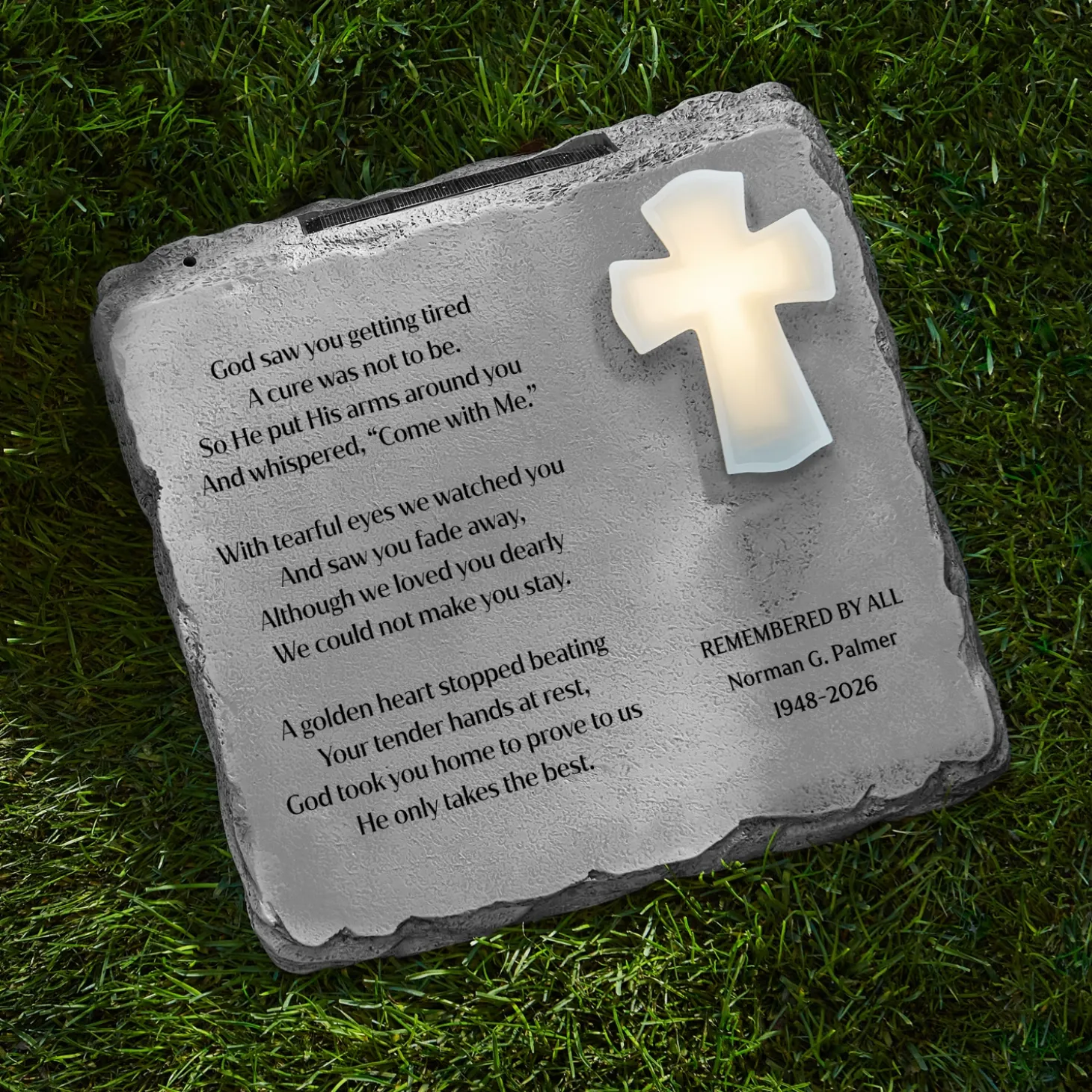 Cross Memorial Solar Garden Stone
