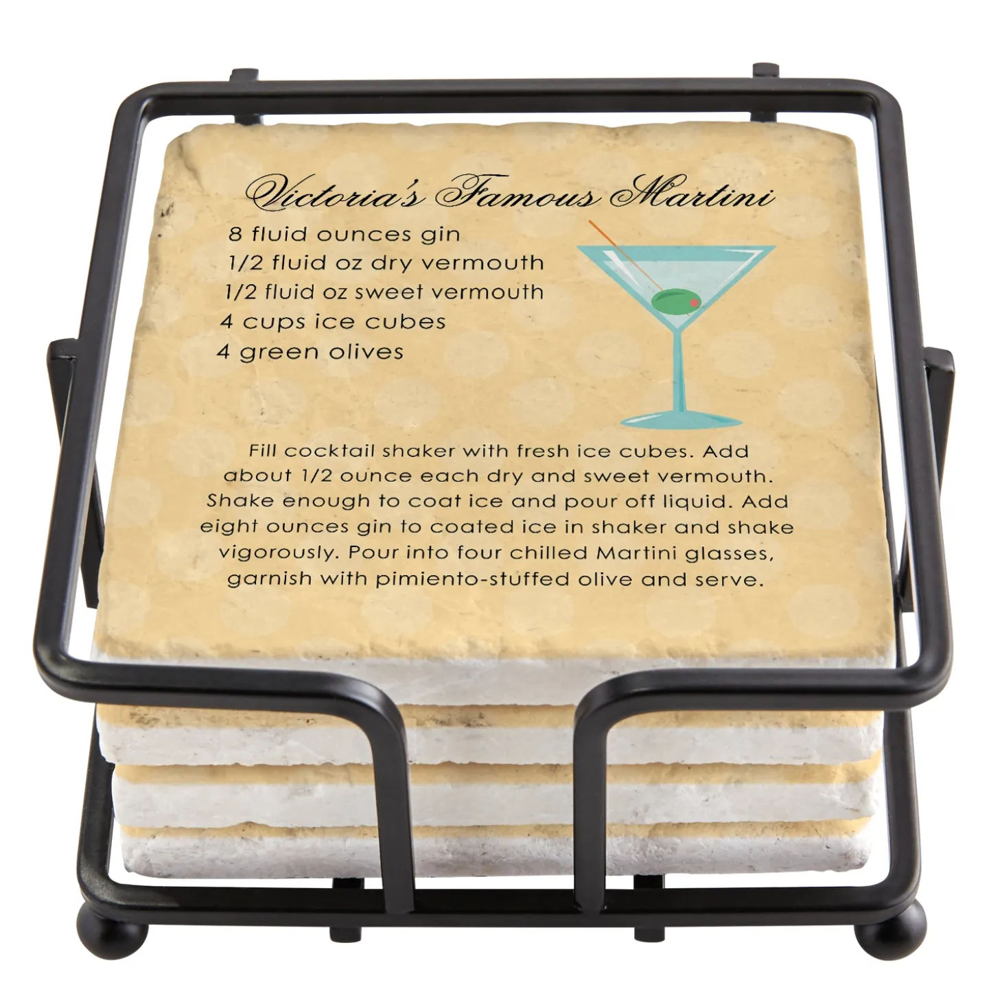 Custom Cocktail Recipe Marble Coasters