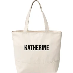 Custom Font Name Zippered Tote Bag