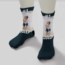#1 Dad Photo Socks