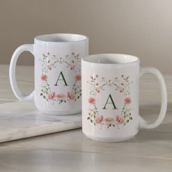 Dainty Floral Monogram Mug