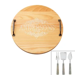 Decorative Family Name Classic Pine Wood Barrel Tray