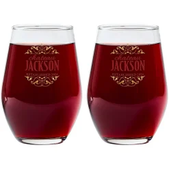 Decorative Label Wine Glass