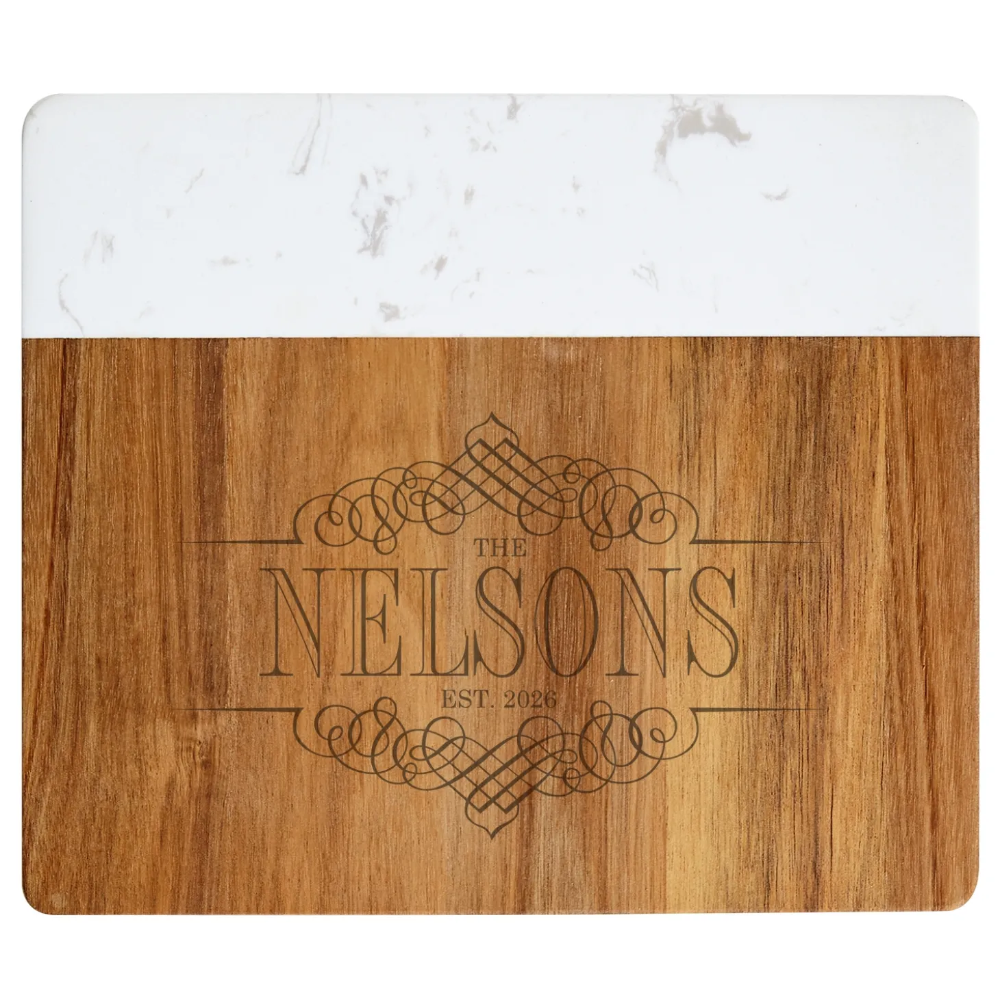 Decorative Name Marble Wood Cheese Board