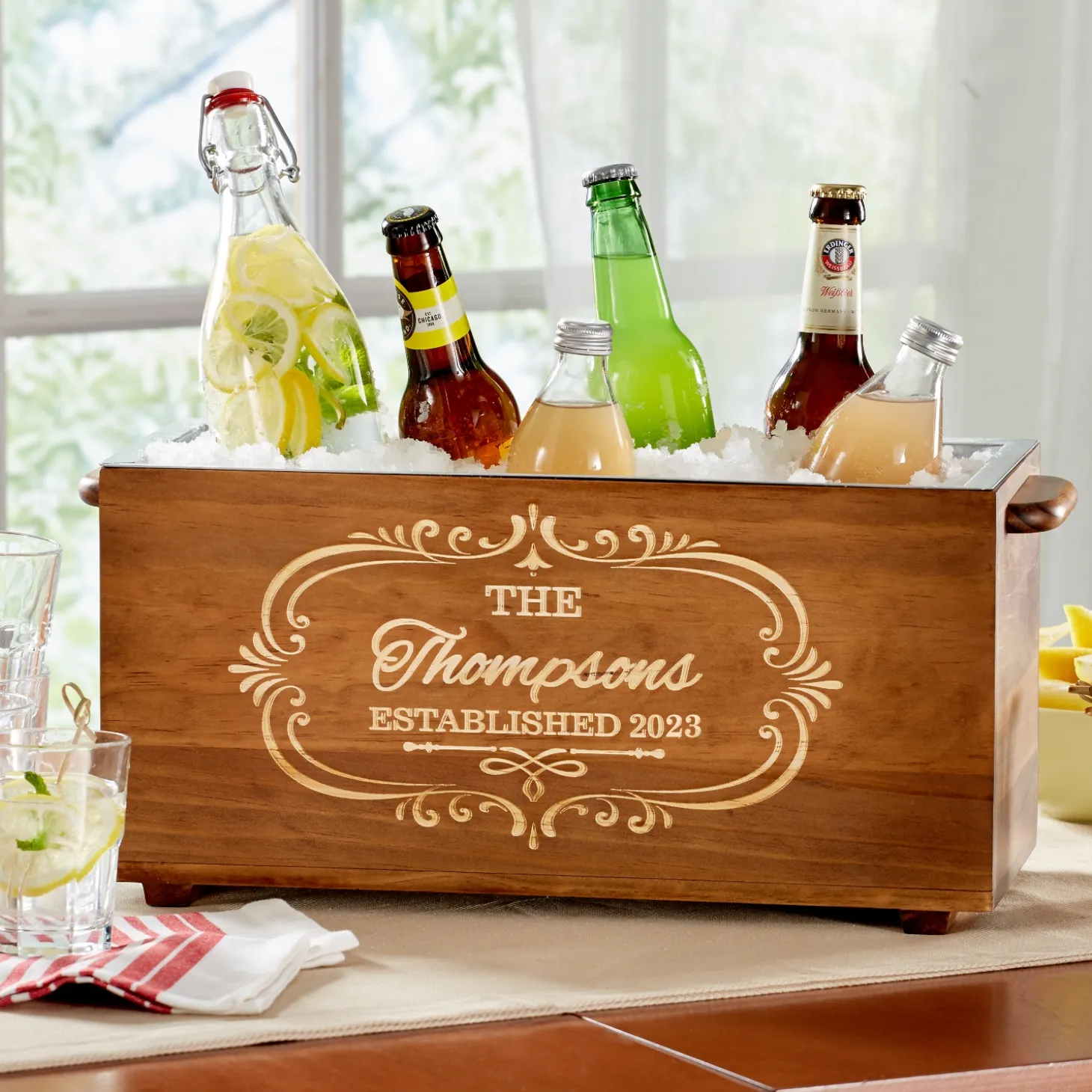 Decorative Name Wood Beverage Chiller