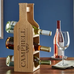 Decorative Wood Wine Bottle Display