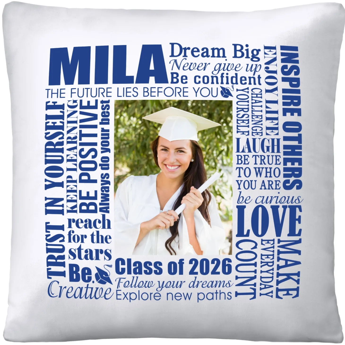 Dream Big Graduation Photo Throw Pillow