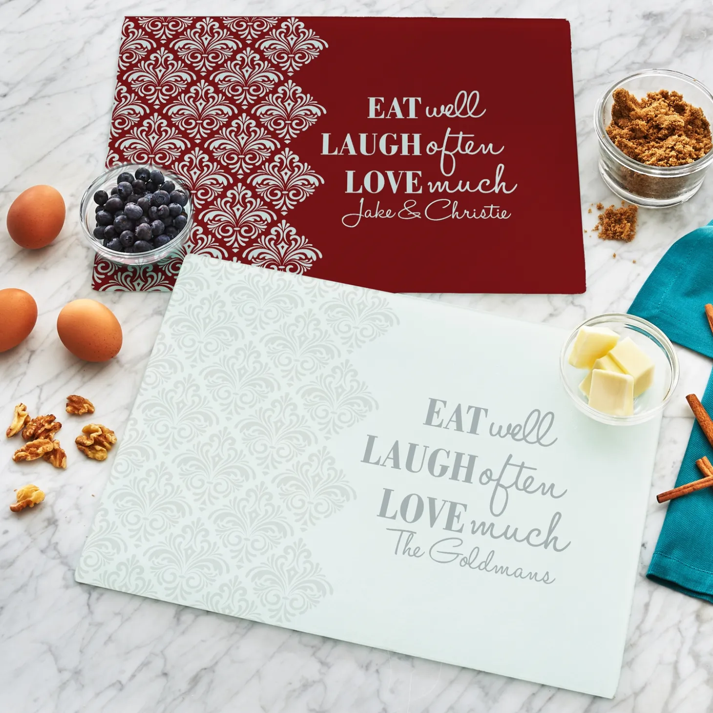 Eat Laugh Love Glass Cutting Board