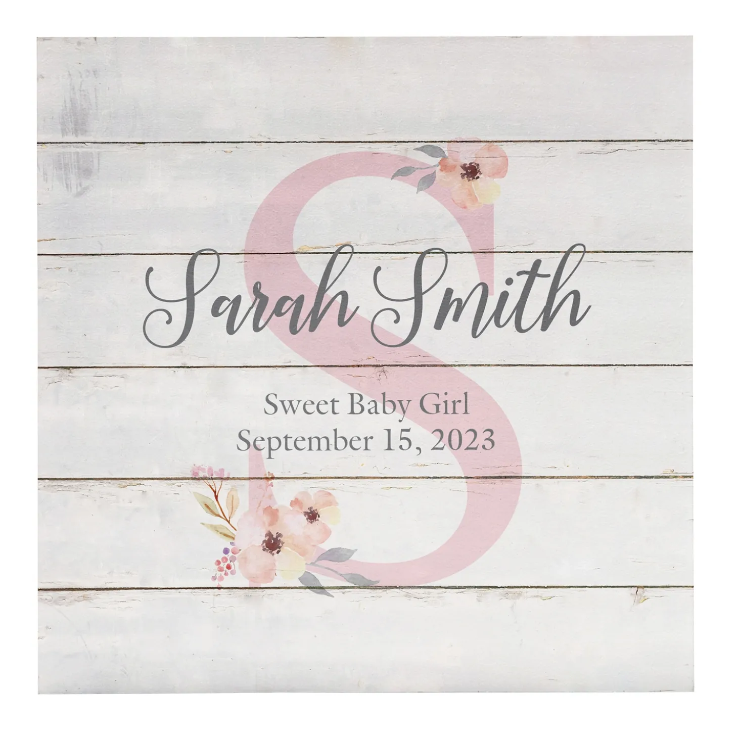Elegant Baby Name Wood Block
