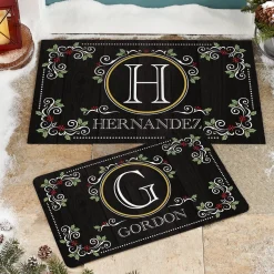 Elegant Holiday Scroll Doormat
