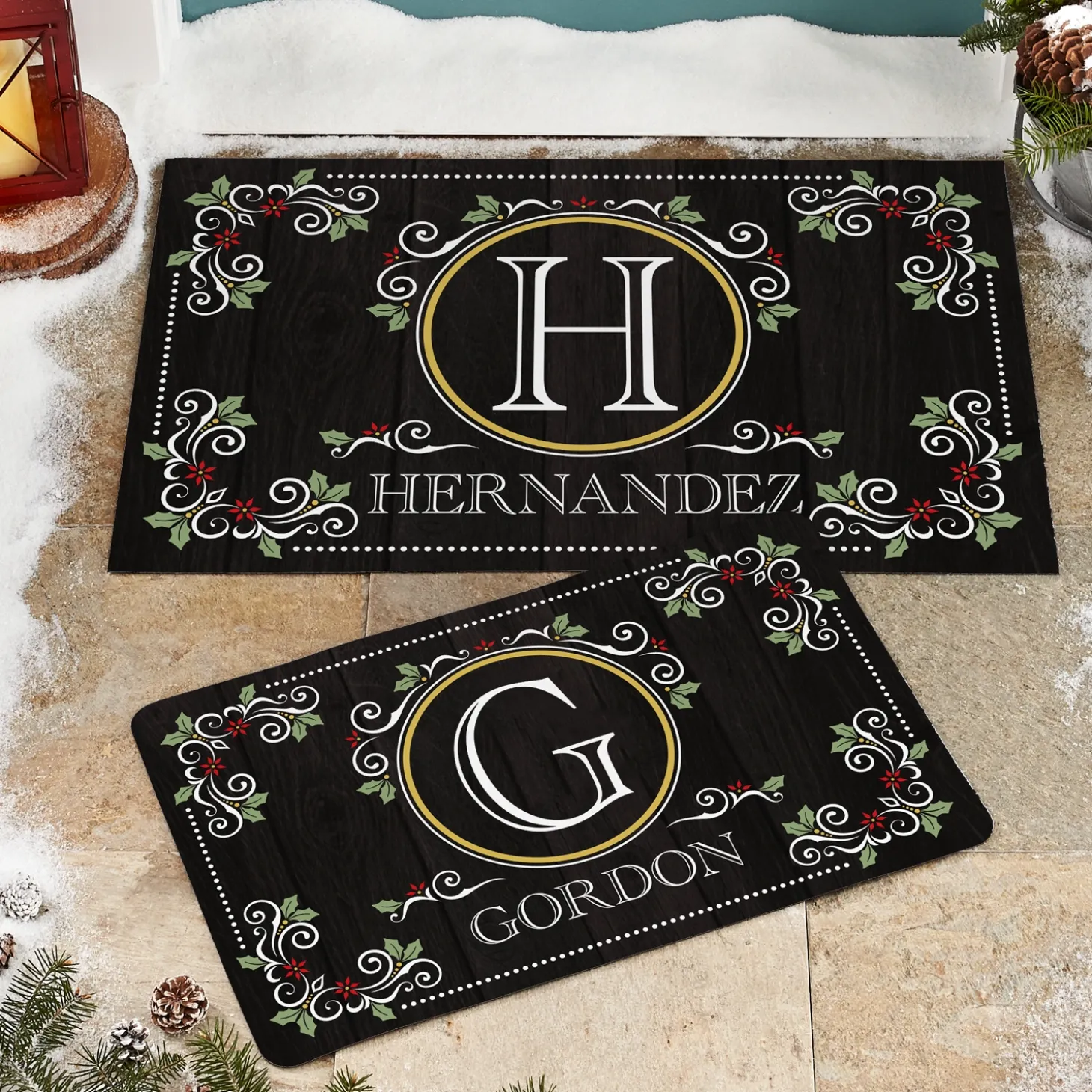 Elegant Holiday Scroll Doormat