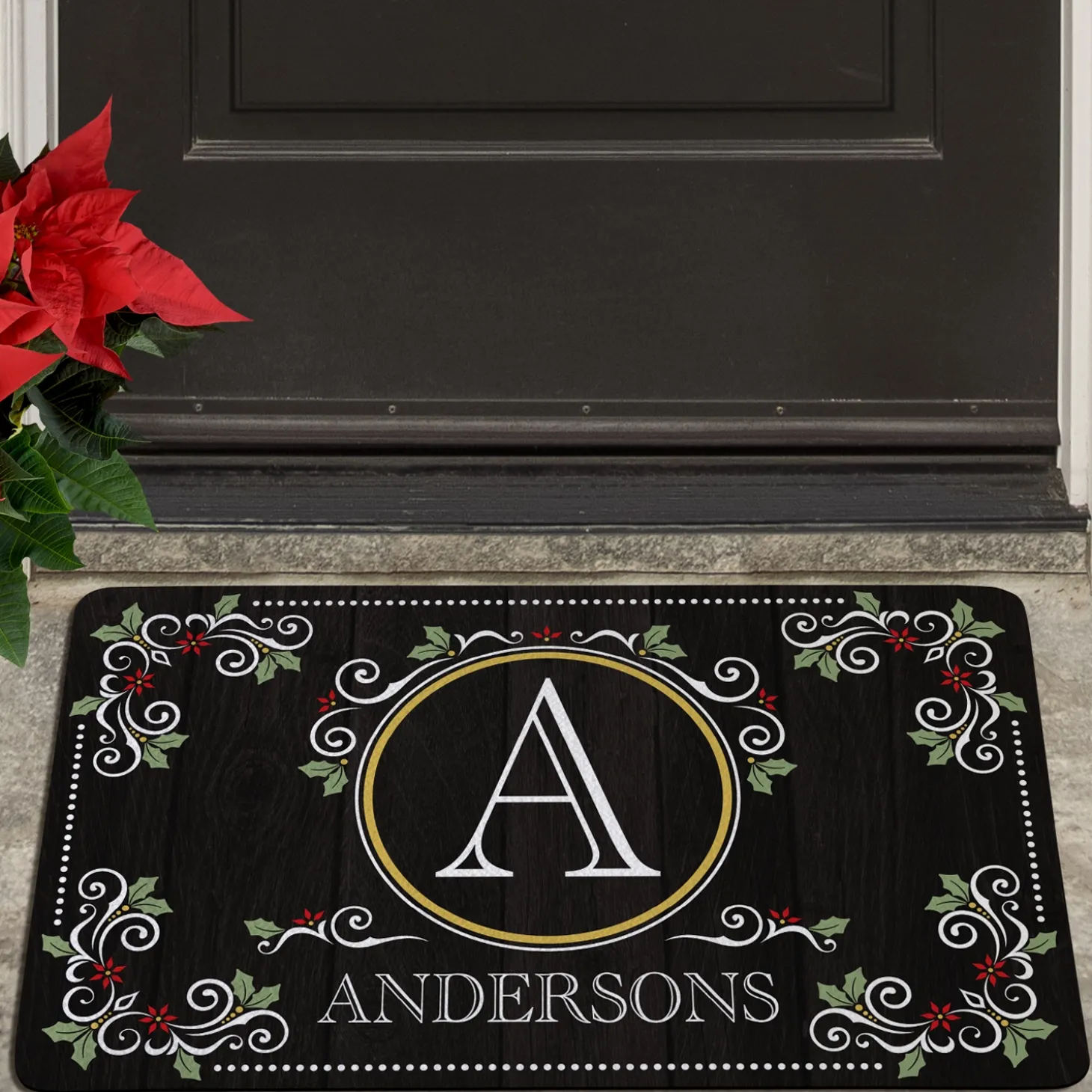 Elegant Holiday Scroll Doormat