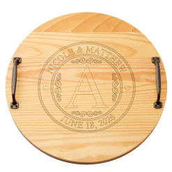 Elegant Initial Classic Pine Wood Barrel Tray