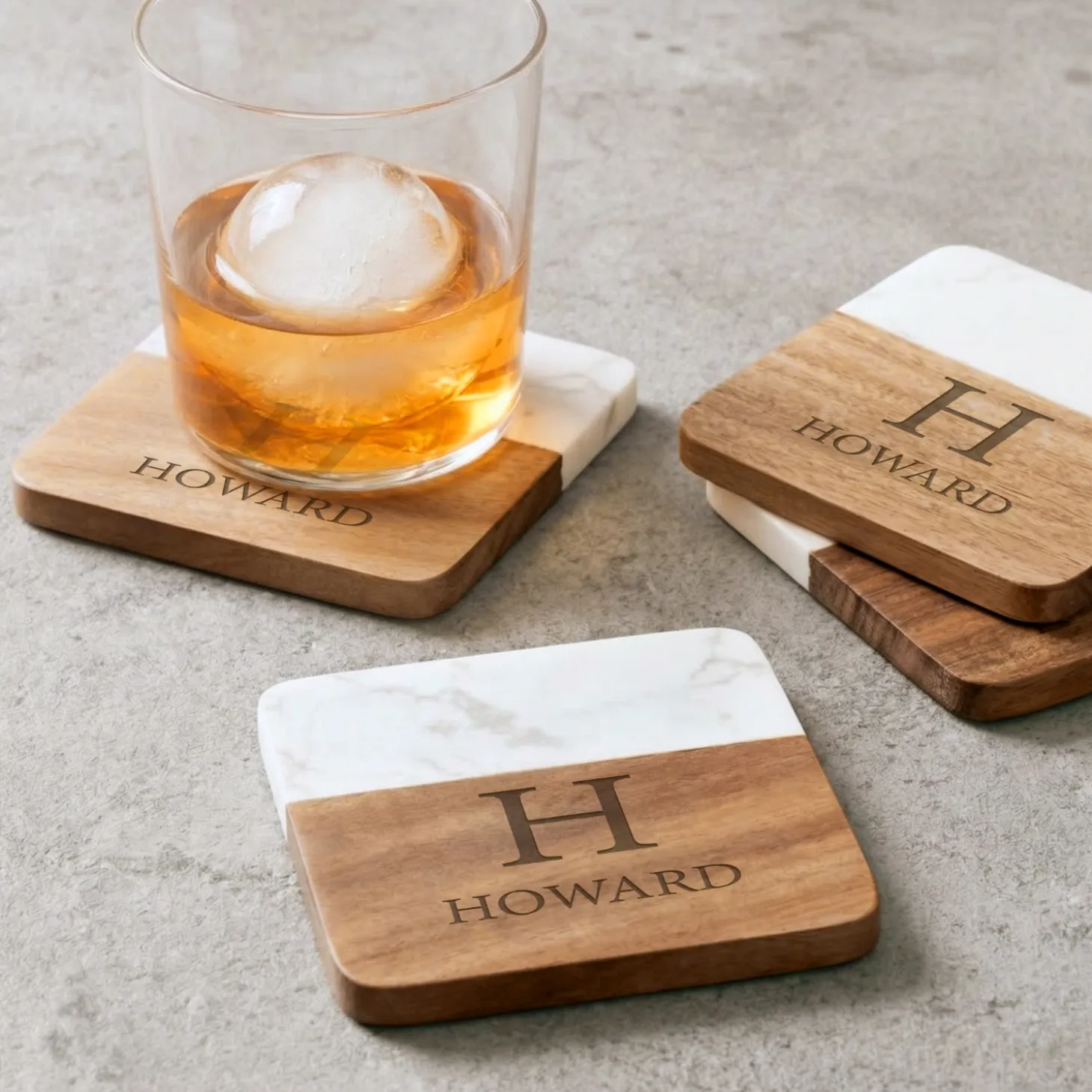 Elegant Marble Wood Coasters
