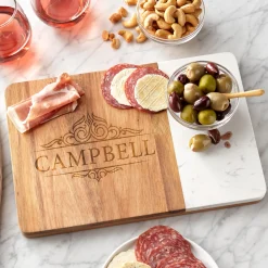 Elegant Marble Wood Server