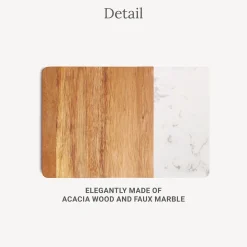 Elegant Marble Wood Server
