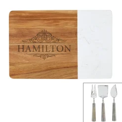 Elegant Marble Wood Server