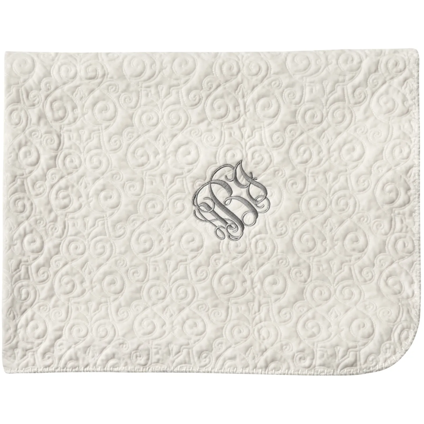 Embroidered Monogram Quilted Throw