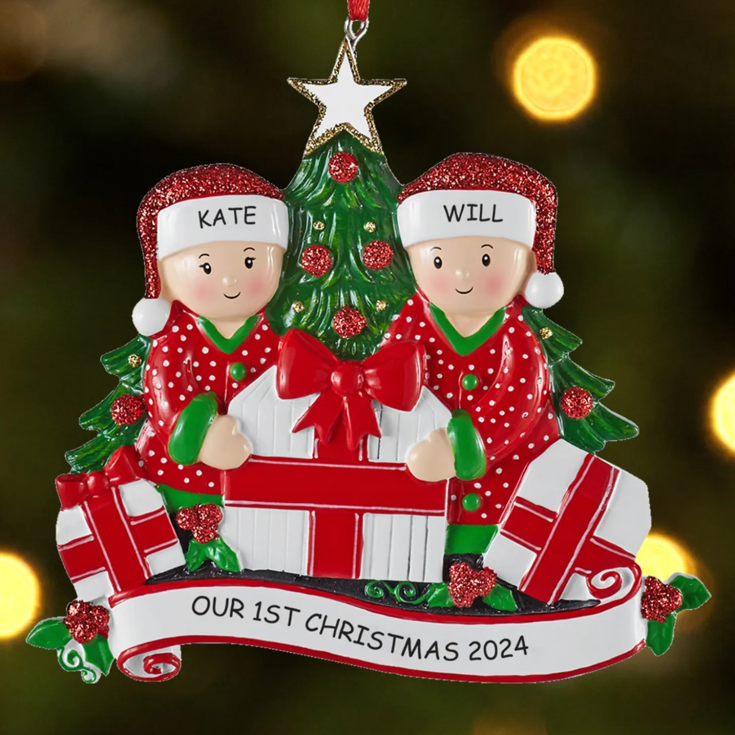 Family Opening Presents Ornament
