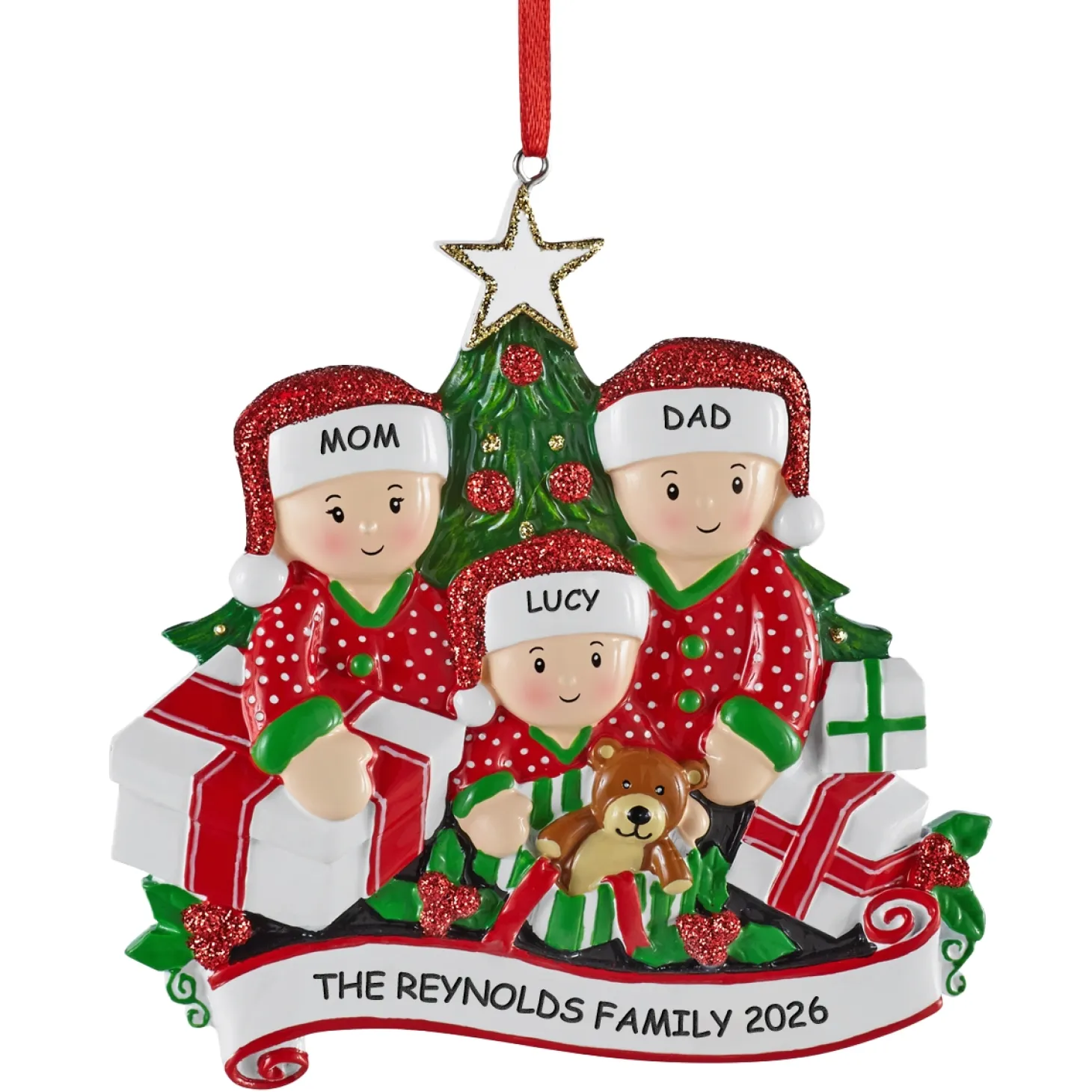 Family Opening Presents Ornament