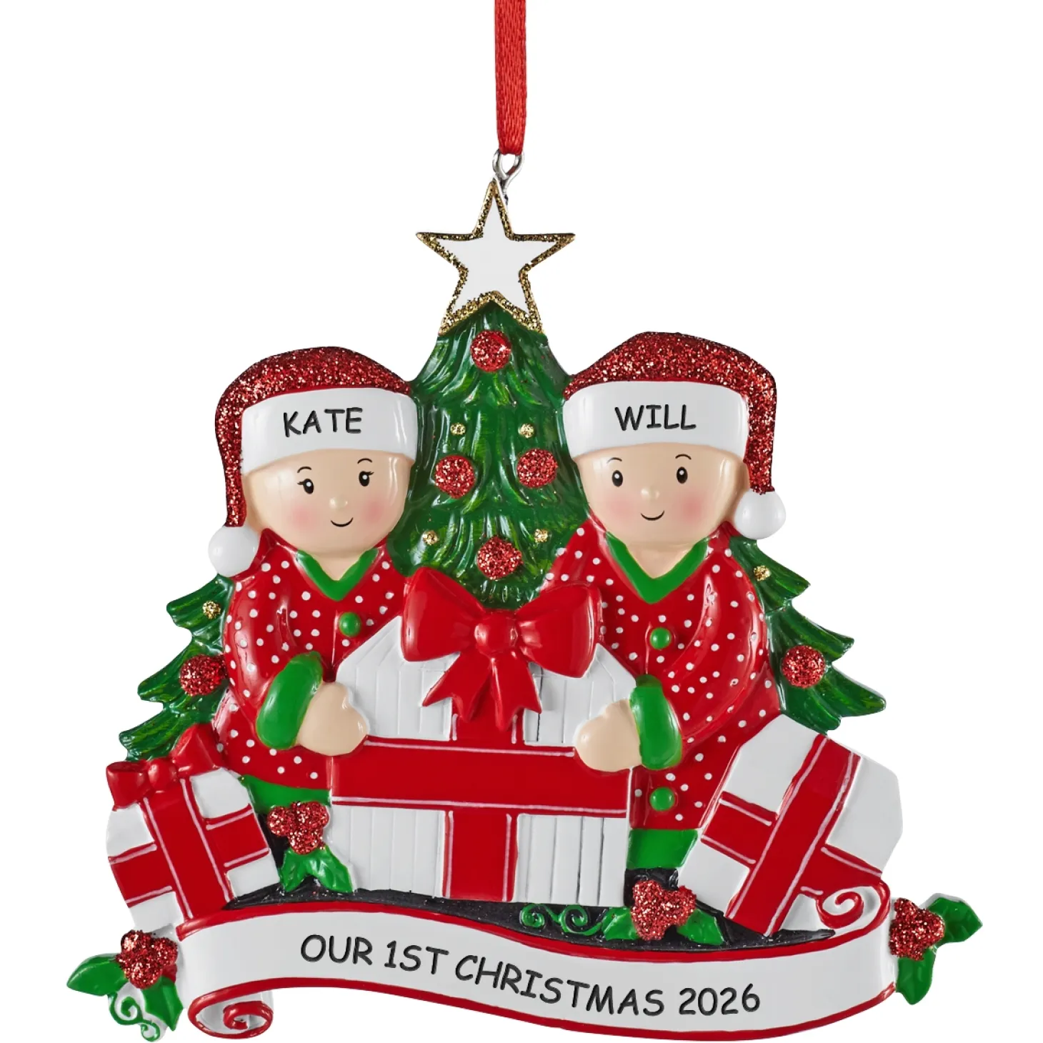 Family Opening Presents Ornament