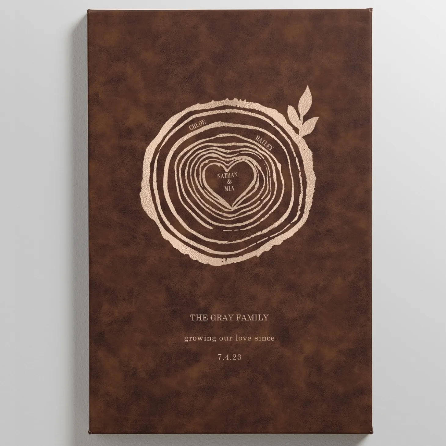 Family Rings Leather Wall Art