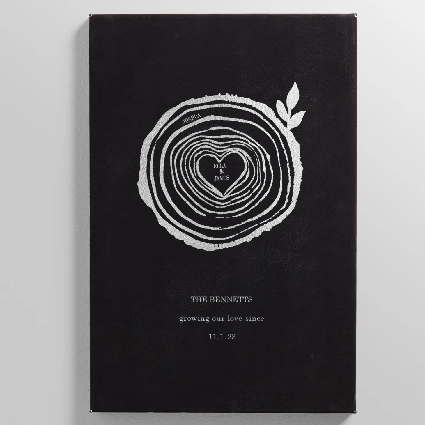Family Rings Leather Wall Art