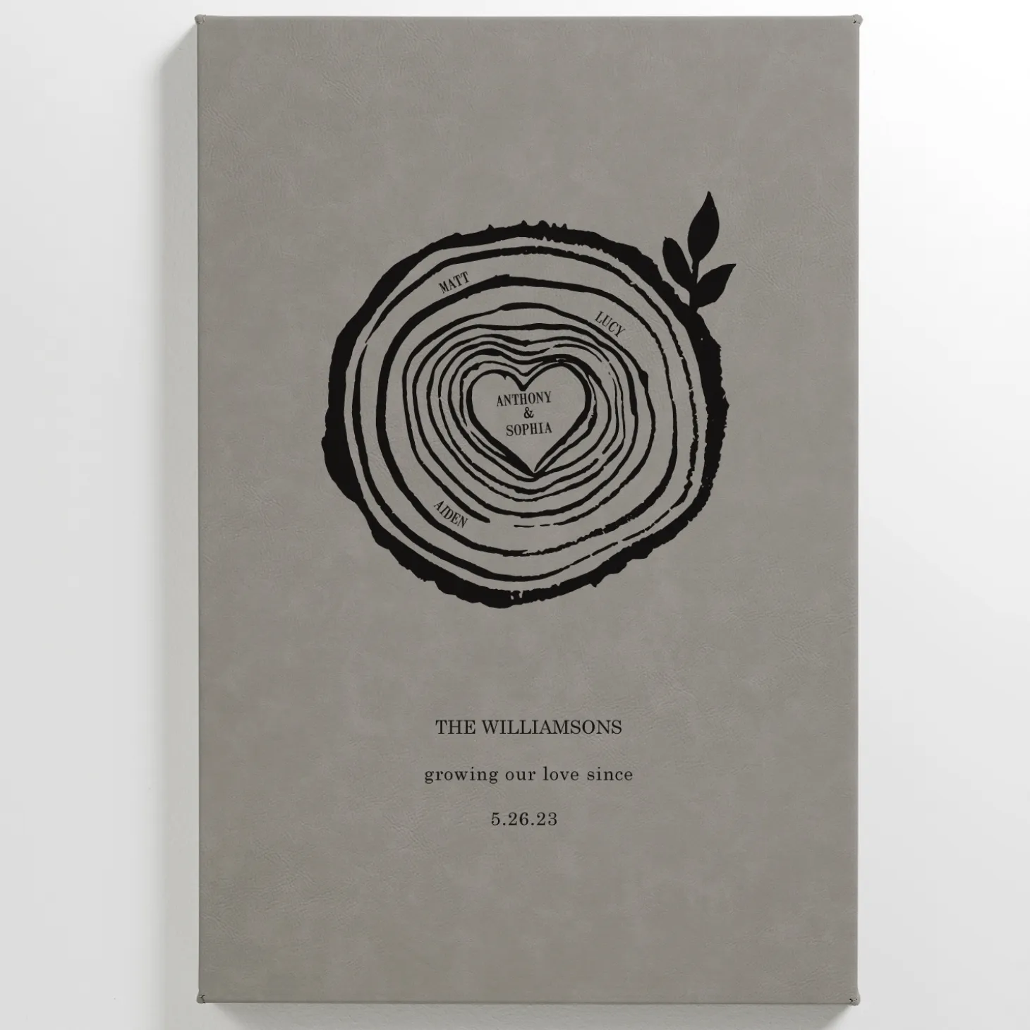 Family Rings Leather Wall Art