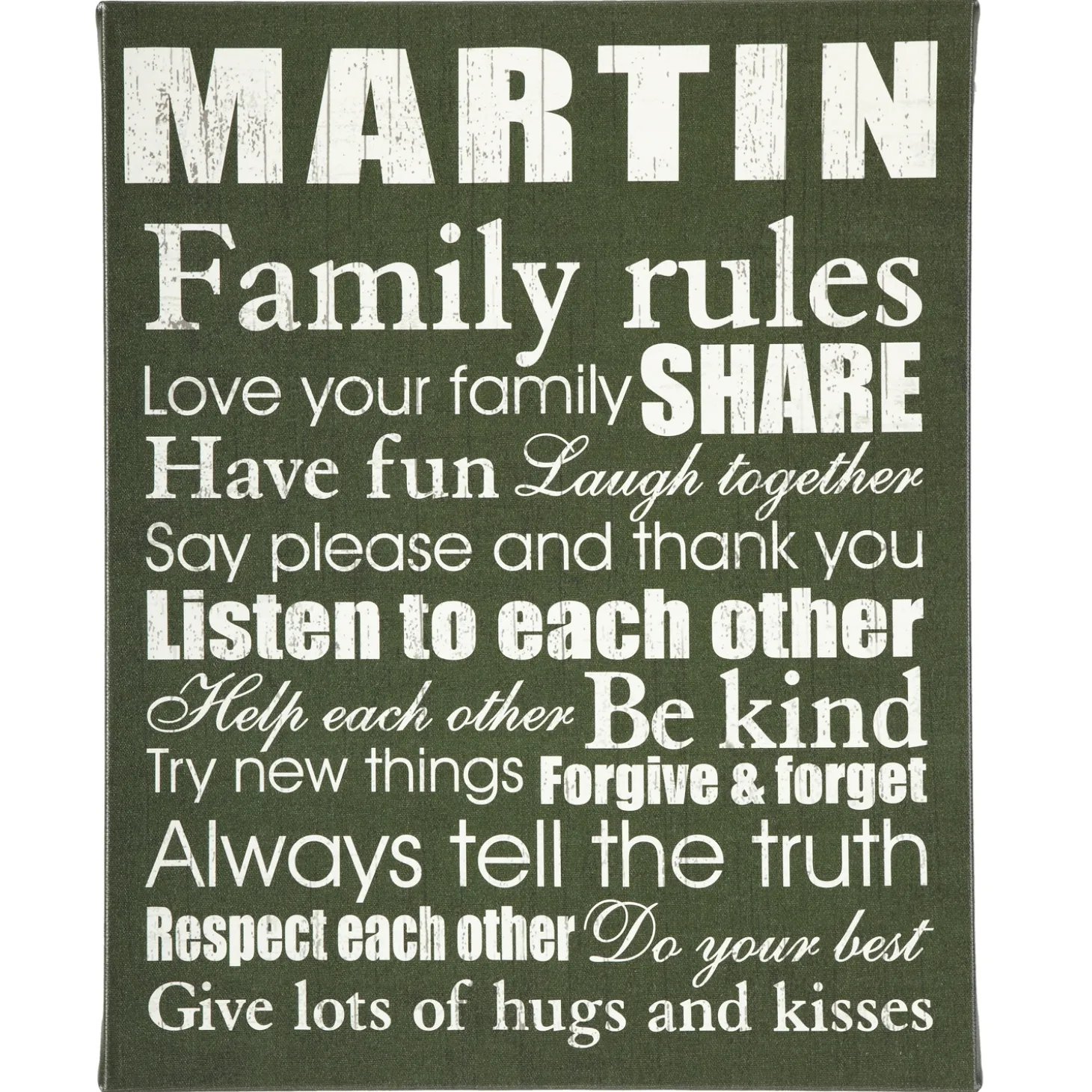 Family Rules Canvas