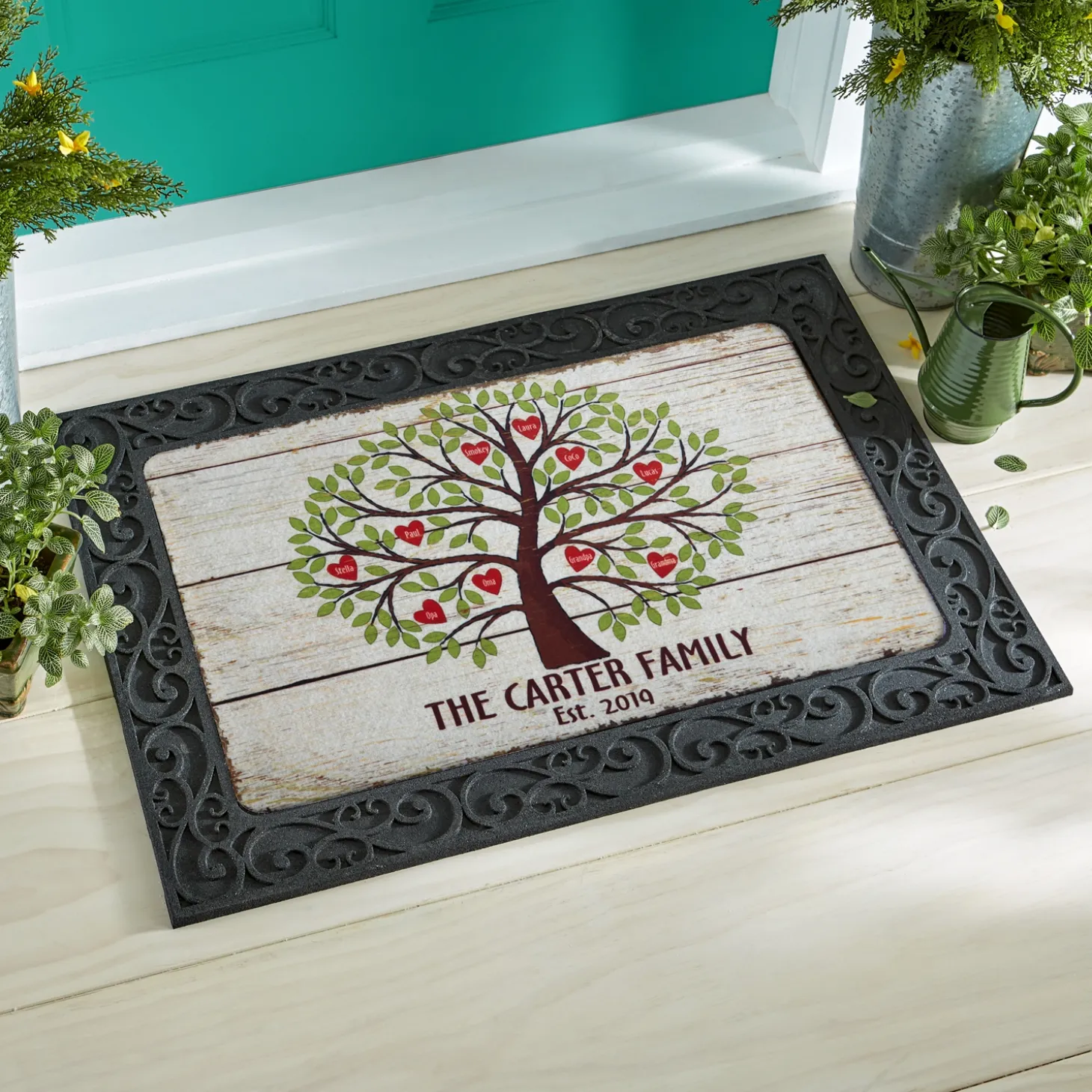 Family Tree of Hearts Doormat