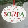 Festive Name Wood Oval Ornament