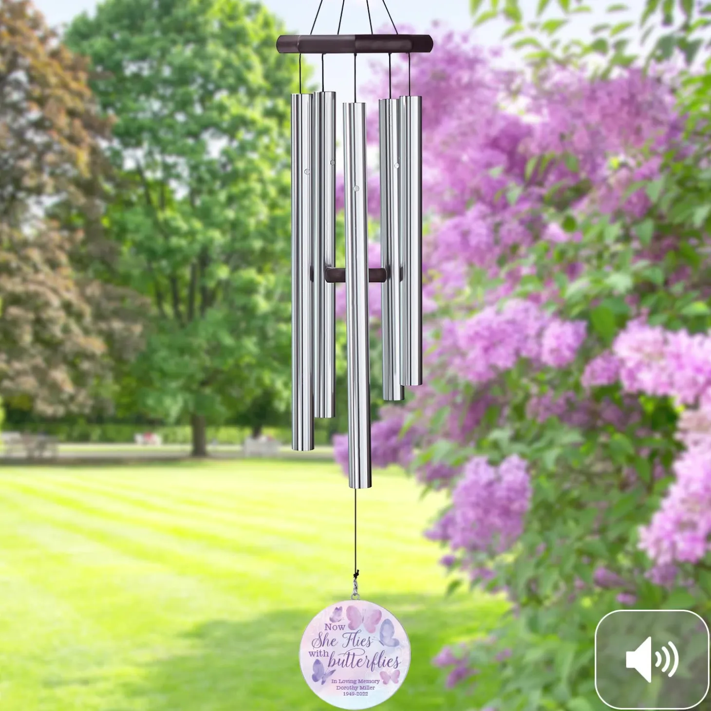 Flies With Butterflies Sympathy 30 inch Wind Chime