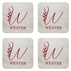 Floral Charm Monogram Wood Coasters