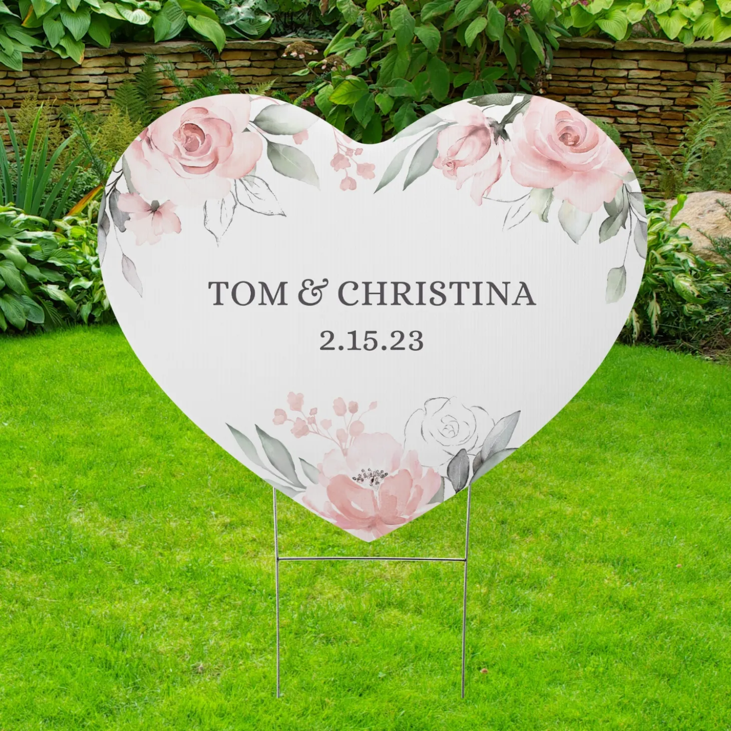Floral Heart Yard Sign