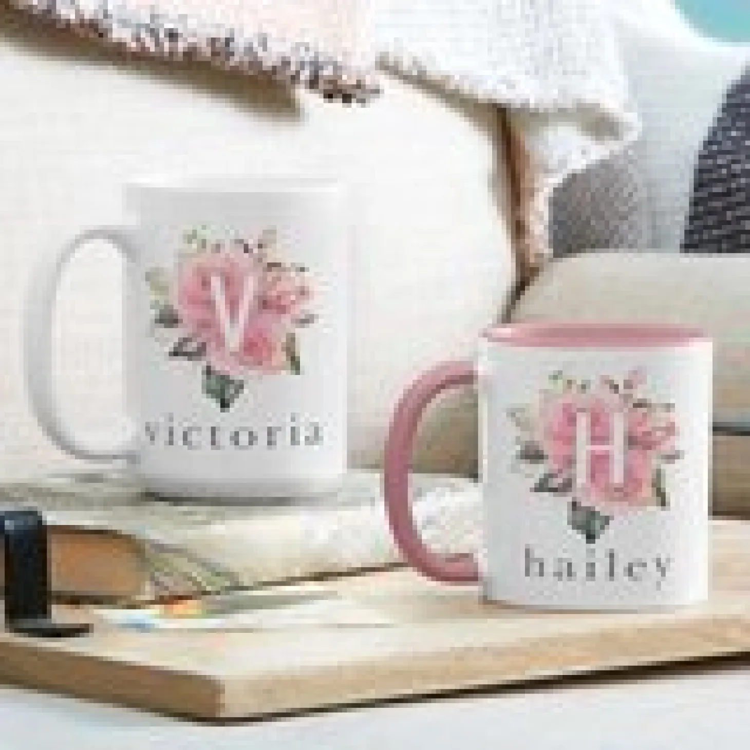 Floral Initial Mug