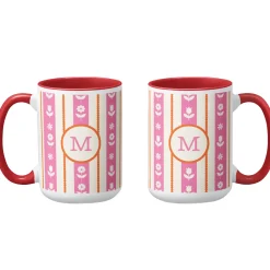 Floral Stripe Initial Mug