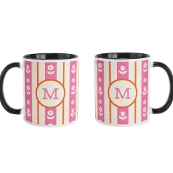 Floral Stripe Initial Mug