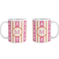 Floral Stripe Initial Mug