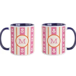 Floral Stripe Initial Mug