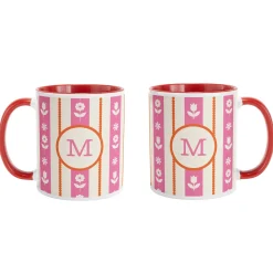 Floral Stripe Initial Mug