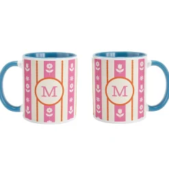 Floral Stripe Initial Mug