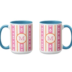 Floral Stripe Initial Mug