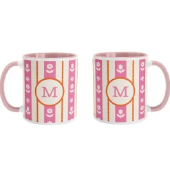 Floral Stripe Initial Mug