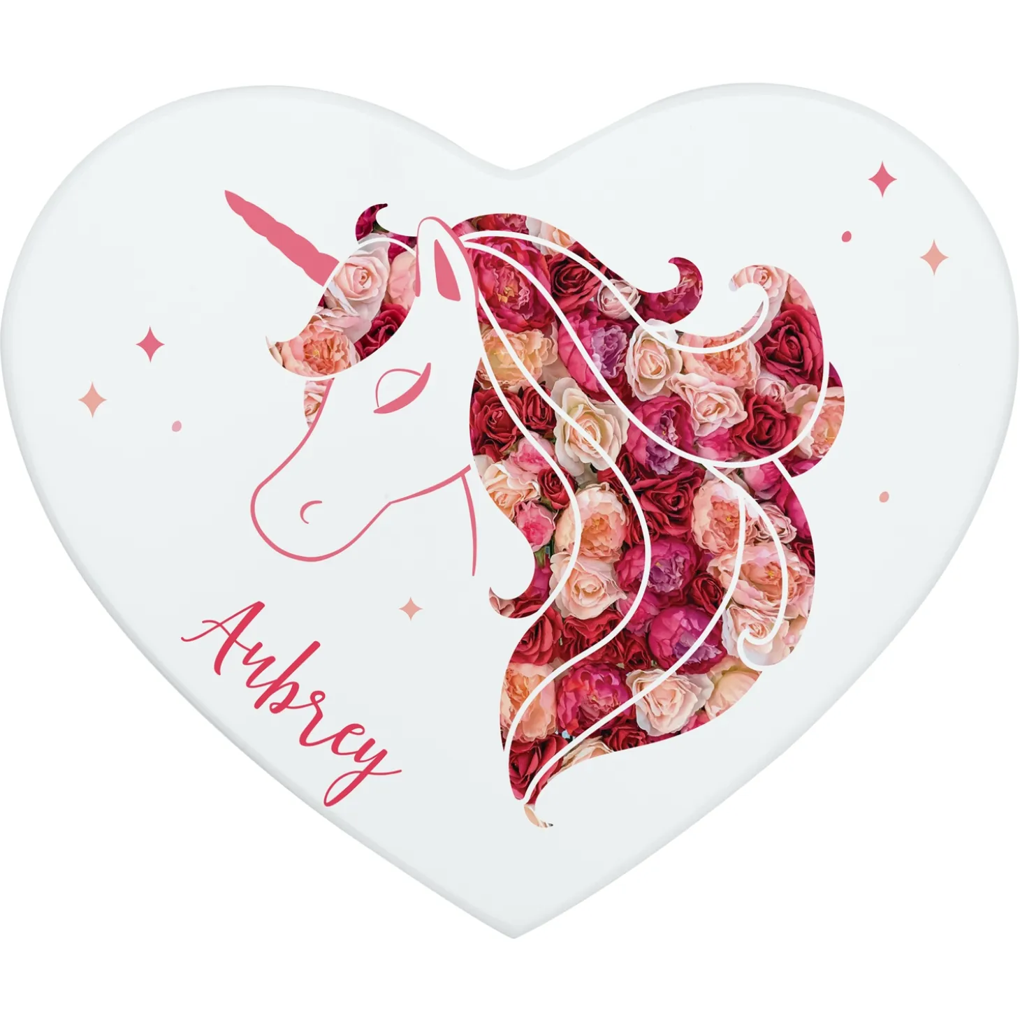 Floral Unicorn Heart Shaped Jewelry Box