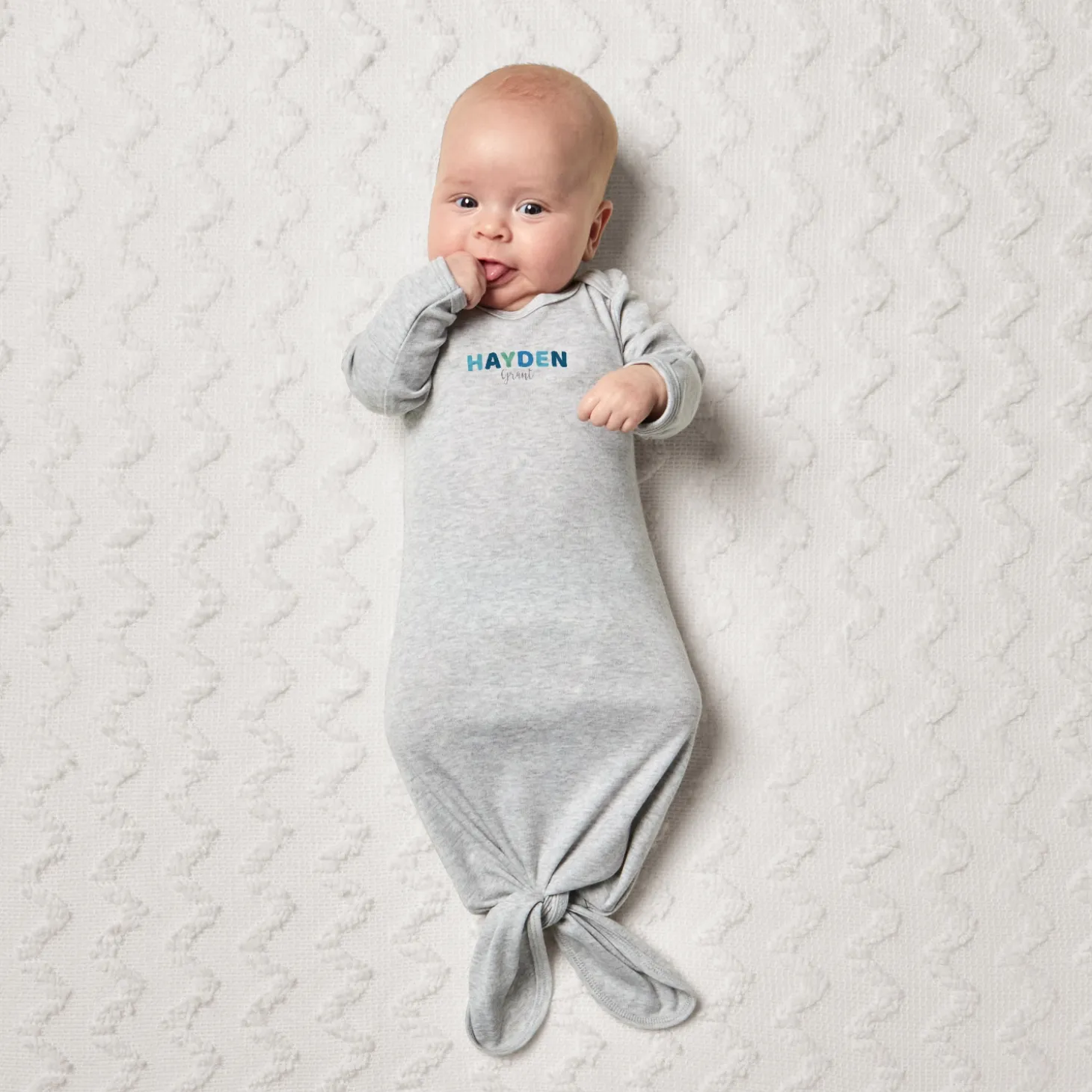 Fun Block Name Baby Knotted Gown