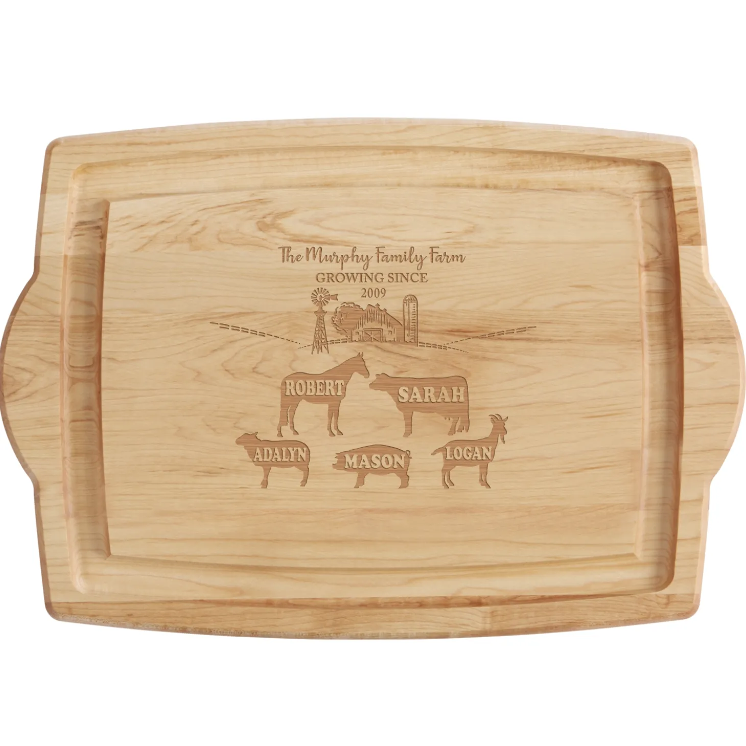 Fun Family Farm Maple Wood Cutting Board