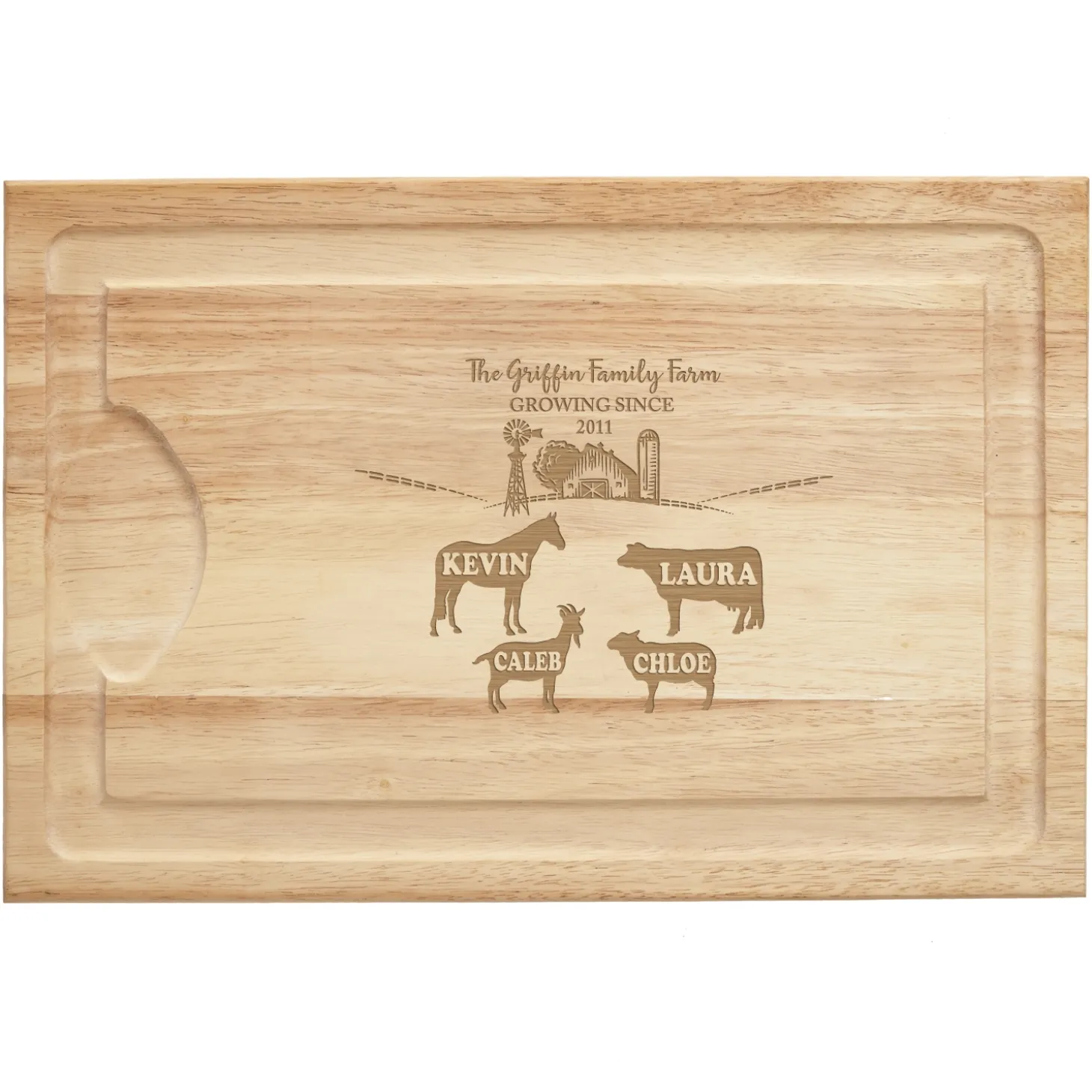 Fun Family Farm Maple Wood Cutting Board